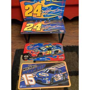 4 Nascar Collectible License Plates Jeff Gorden and Michael Waltrip Plastic Car